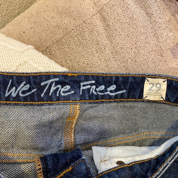 Free People Bailey Denim Fringe High Waist Mini Skirt Dark Blue 29 - Picture 9 of 9